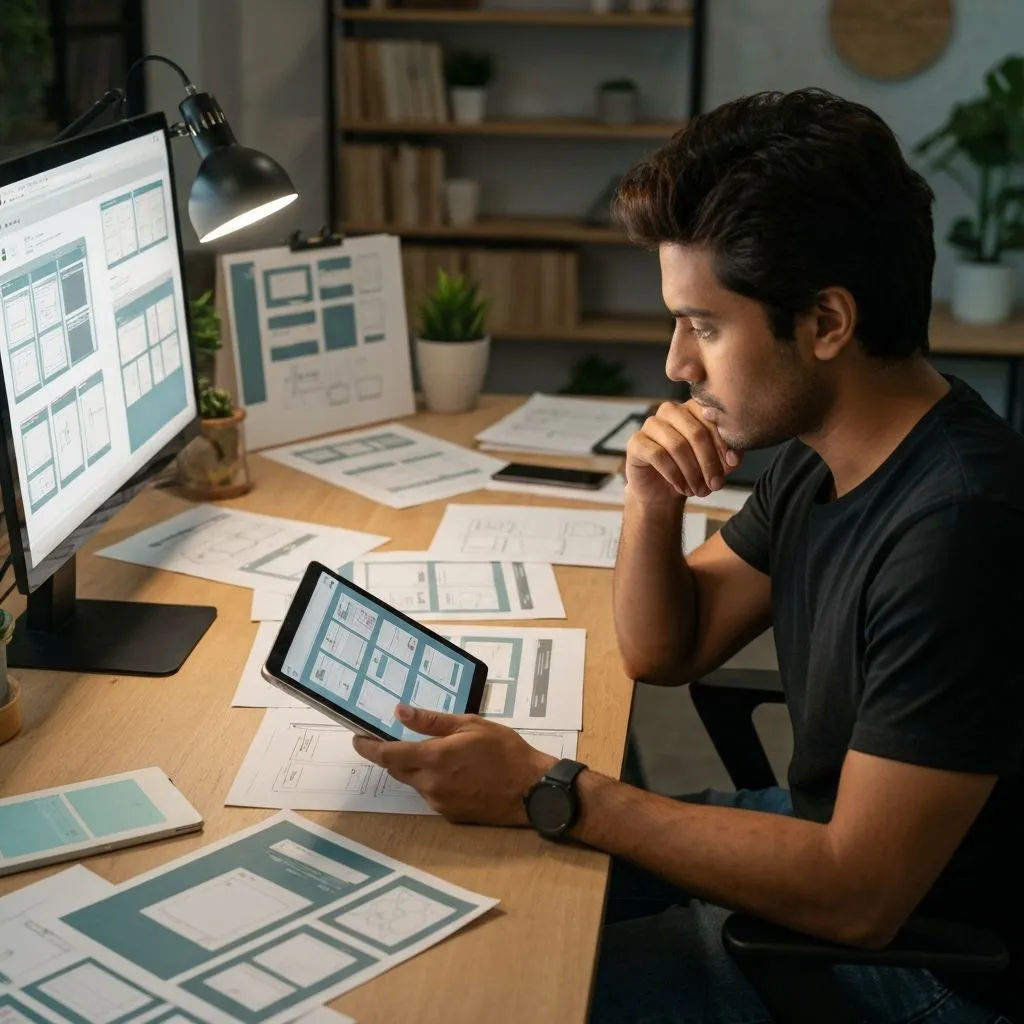 Website wireframes and mockups from the design process